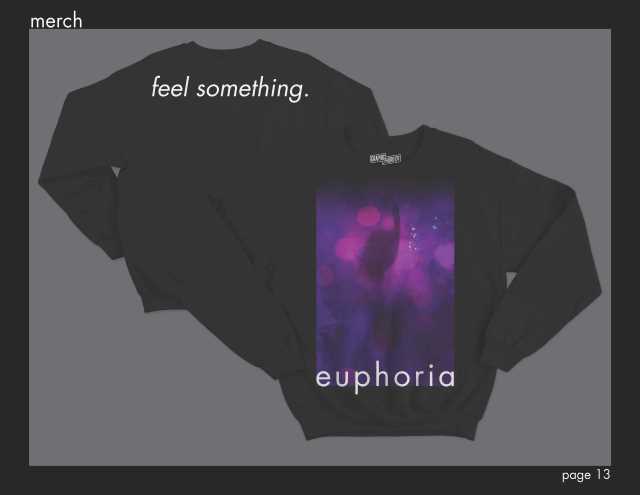 Crewneck design with the first poster on the front and text on the back.