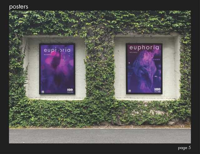 The two posters are shown on a wall covered in vines.